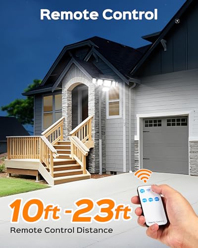 5000LM Solar Flood Lights Outdoor,6-Head,Motion Sensor Lights with Remote