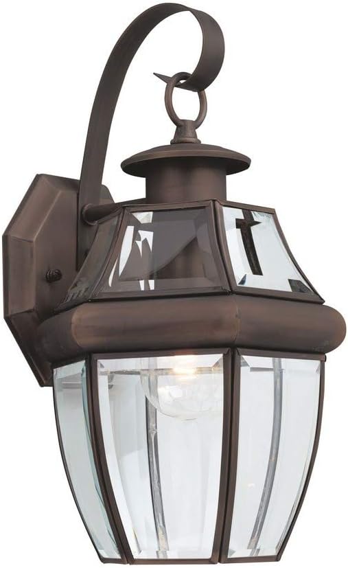 Sea Gull Lighting 8067-71 Single-Light Outdoor Lancaster Wall Lantern, Clear Beveled Glass and Antique Bronze | Lumora