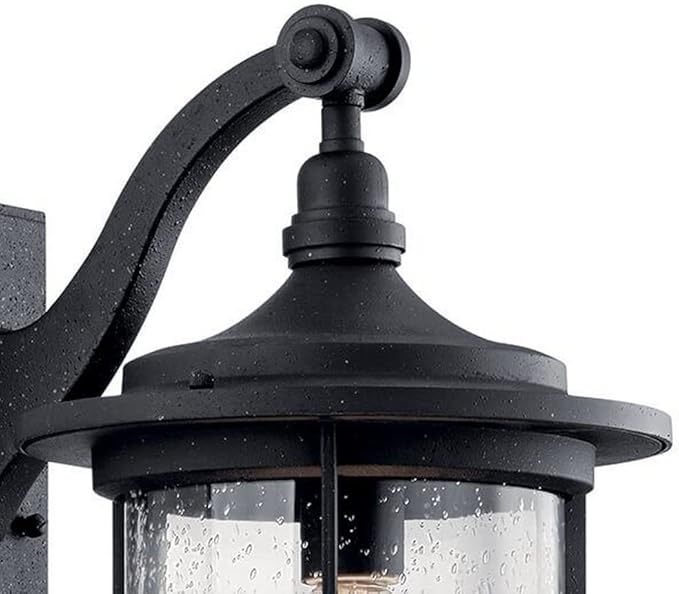 Kichler Royal Marine 18.25" 1 Light Outdoor Wall Light with Clear Seeded Glass in Distressed Black | Lumora