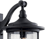 Kichler Royal Marine 18.25" 1 Light Outdoor Wall Light with Clear Seeded Glass in Distressed Black | Lumora