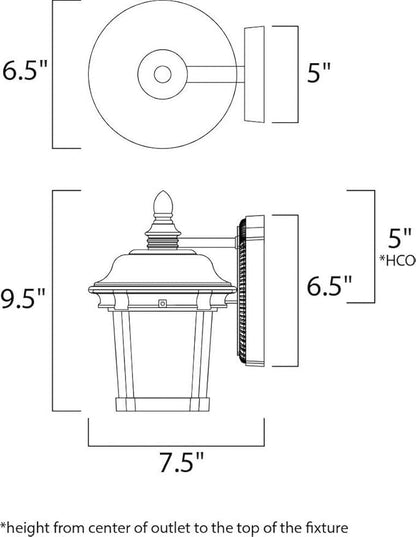 Maxim 3023CDBZ, Dover DC Cast Aluminum Outdoor Wall Sconce Lighting, 100 Total Watts, Bronze by Maxim Lighting