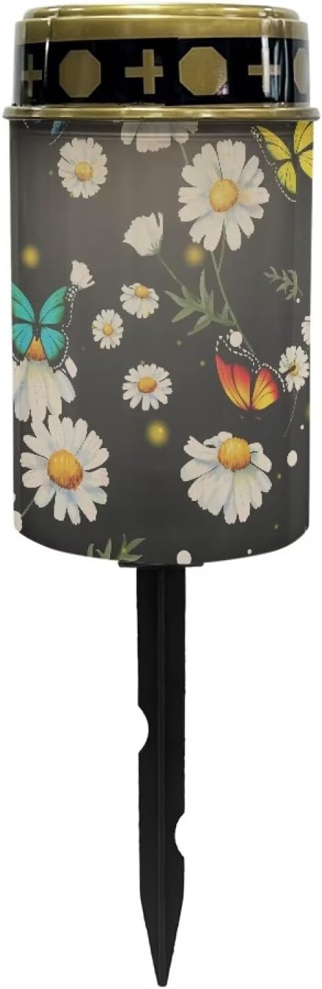 Little Daisy Solar Grave Lights for Cemetery Butterfly Flameless Solar Powered Light Cemetery Landscape