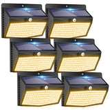 Solar Motion Sensor Outdoor Light 6 Pack, 168 LED, Black-Warm White