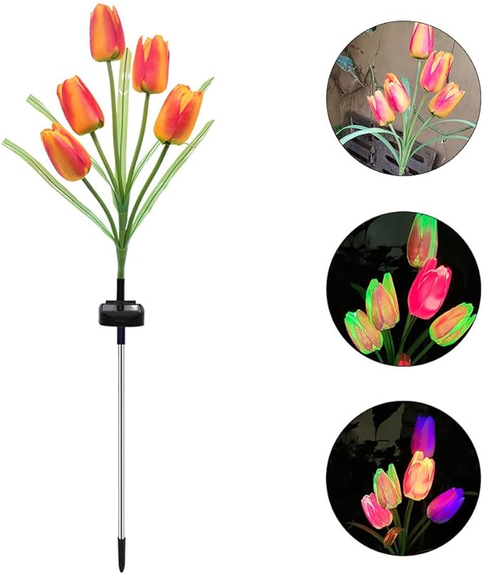 Solar Garden Lights LED Solar Flowers Lights with 5 Tulip for Yard Patio Lawn Pathway Garden Decorations