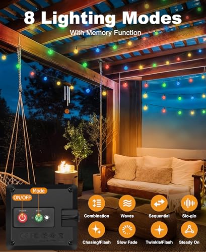 btfarm 2 Pack Solar String Lights Outdoor, Total 98FT 100 LED Crystal Globe