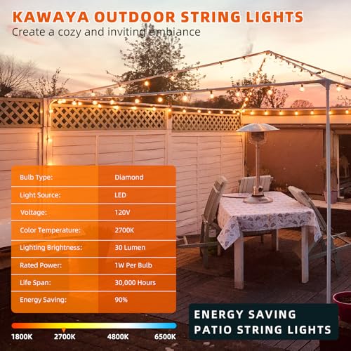 Kawaya G40 Outdoor String Lights 200FT IP65 Waterproof 2700K Patio Light
