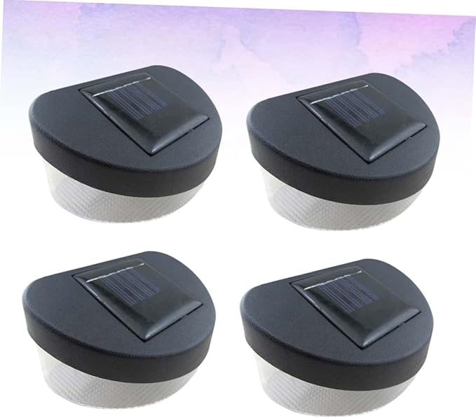 Cabilock 4pcs Solar Led Wall Lamp Black Shell White Light for Outdoor Garden Pathway and Porch Decor Easy to Install Solar Fence Light