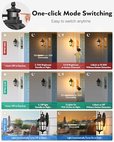 VIANIS Motion Sensor Porch Light Outdoor, Black Outside Sconce Lighting