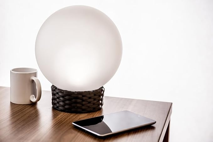 Britta Products Solar Garden Globe LED Centerpiece Table Light, Rattan Base