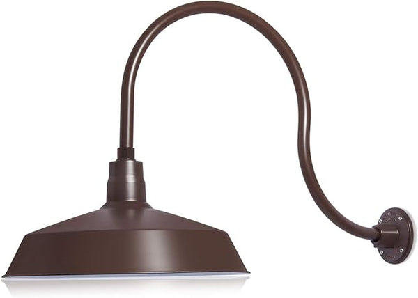 17in. Architectural Bronze Outdoor Gooseneck Barn Light Fixture With 24in. Long Extension Arm - Wall Sconce | Lumora