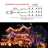 JMEXSUSS 300 LED Multicolor Christmas Tree Lights Plug in