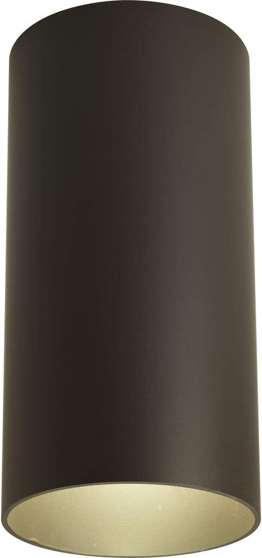 Progress Lighting 6-Inch Cylinder Outdoor Ceiling Light, 1-Light Modern Flush Mount Ceiling Light Fixture, Interior and Exterior Lighting for Home or Porch, Aluminum Construction, Bronze (P5741-20)