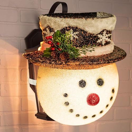 FUNPENY Snowman Christmas Porch Light Covers, Christmas Outdoor Decoration Holiday Light Covers for Porch Lights, Garage Lights, Large Light Fixtures