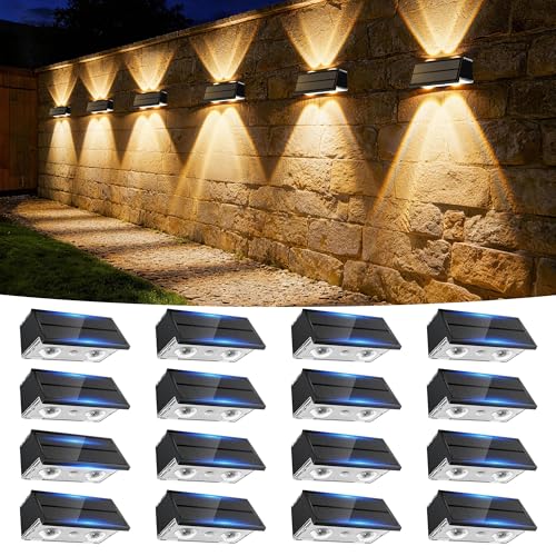 Solar Fence Lights Outdoor, 16 Pack Fence Solar Lights Waterproof