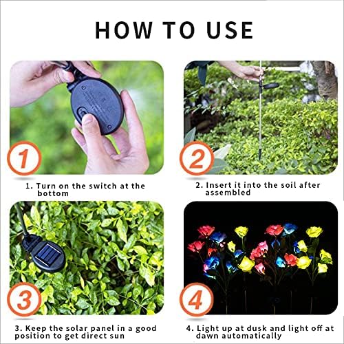 Decorman Solar Garden Rose Lights - 2 Pack Realistic Outdoor Flower Lights, Waterproof LED Stake Landscape Decorative for Garden, Lawn, Yard, Pathway, Patio, Backyard (Blue, 10 Roses)