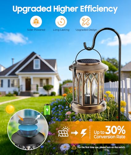 Solar Lantern Outdoor Lights with Wall Mount Kit, Upgraded Solar Lanterns