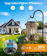 Solar Lantern Outdoor Lights with Metal Hooks, Upgraded Solar Lanterns