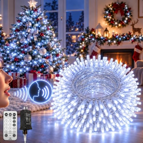 240LED 88FT Christmas String Lights Voice Controlled Remote, Cool White