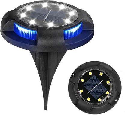 4 Packs Solar Lights Outdoor Garden Ground Lights IP44 Waterproof Solar Powered Pathway Deck Light for Lawn Walkway Yard (Cold 8Leds+Blue 4Leds)