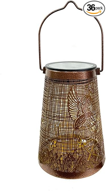 Solar Hummingbird Garden Lights Outdoor Decor - Auto On/Off Iron Trellis Solar Lights with 6 LED, Waterproof Solar Powered Firefly Lights for Yard, Fence, Patio, Pathway Landscape Decoration