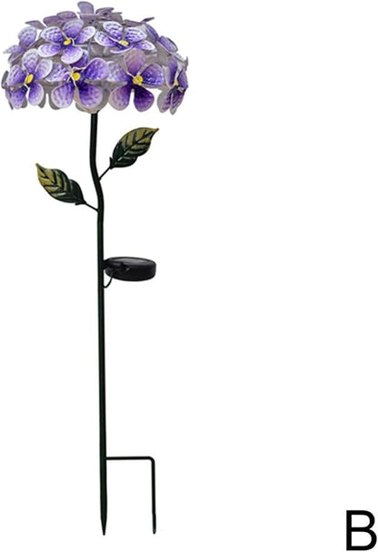 Solar Garden Lights Metal Flower Garden Stake Yard Art,Solar Hydrangea Stake Lights,Hydrangea Flowers Metal Stake With Solar Lights Outdoor,Waterproof LED Lights For Garden,Lawn,Patio,Courtyard ( Colo