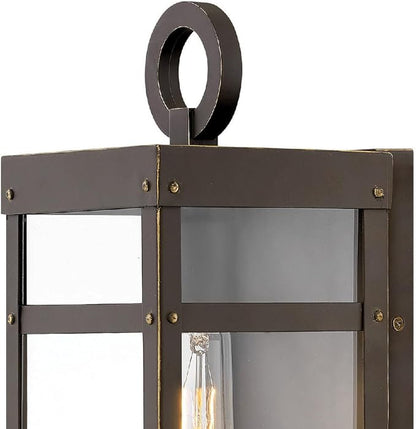Hinkley Porter Collection Extra Small Wall Mount Lantern, 120V – Add Security to Porches, Patios & Exterior Spaces with Ultra-Durable Outdoor Lighting, Oil Rubbed Bronze