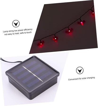Uonlytech 2pcs Bat-Shaped Decorative String Lights Solar Powered Warm Light for Halloween Unique Outdoor Ornament for Parties and Festivals