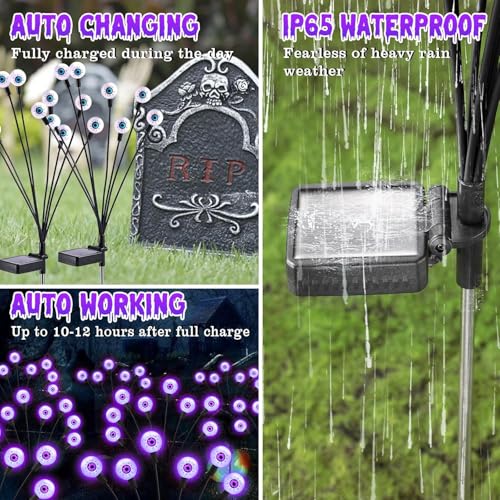 ASMAD Halloween Decorations Outdoor Solar Scary Eyeball Light,10Pack 80LEDs