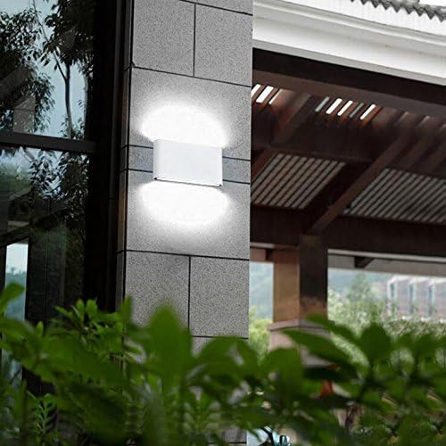 12W LED Outdoor Exterior Wall Sconces Step Down Light Fixture Lamp White Finish Cool White | Lumora