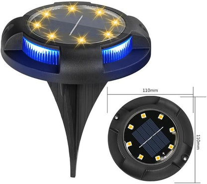 4 Packs Solar Lights Outdoor Garden Ground Lights IP44 Waterproof Solar Powered Pathway Deck Light for Lawn Walkway Yard (Warm 8Leds+Blue 4Leds)