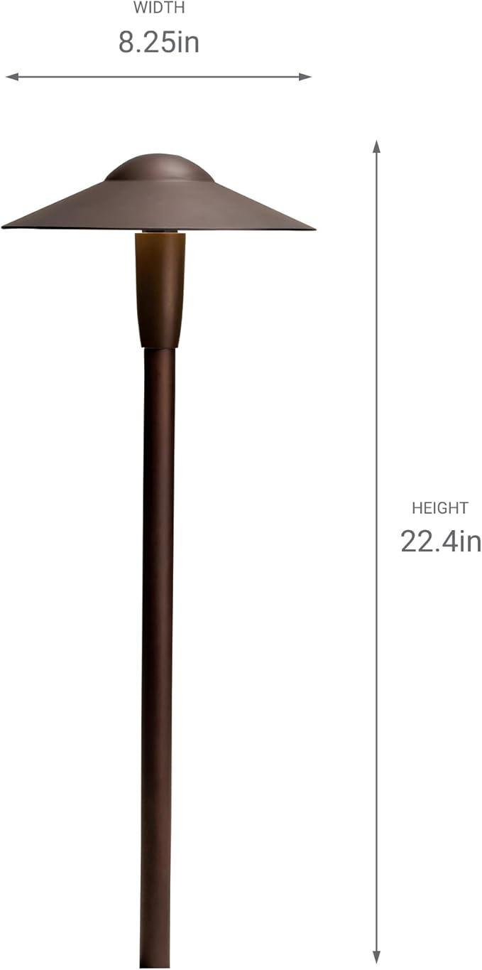Kichler 22" Outdoor Landscape Light in Textured Architectural Bronze, 12V LED Path Light, 2700K, (22" H x 8.25" W), 15810AZT27R