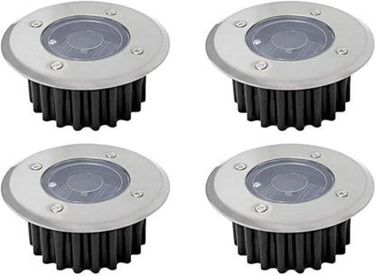 DOITOOL Flat Solar Lights Outdoor Pathway: 4PCS Lights Outdoor Waterproof Solar Ground Lights - Solar Disk Light for Pathway, Yard, Lawn