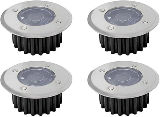 DOITOOL Flat Solar Lights Outdoor Pathway: 4PCS Lights Outdoor Waterproof Solar Ground Lights - Solar Disk Light for Pathway, Yard, Lawn