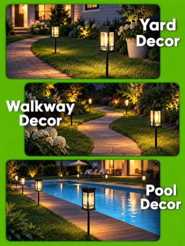 LORRYTE 10 Pack Solar Pathway Lights Outdoor Waterproof, Garden Lights