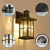 FLEDAVID Motion Sensor Porch Light Black Dusk to Dawn Outdoor Wall Lantern