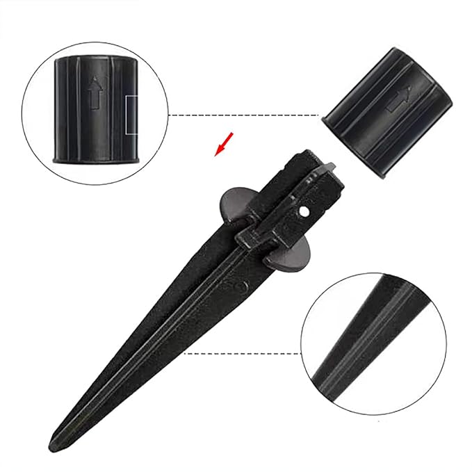4PCS Black Metal Replacement Stacks Solar Lights Spike Plastic Solar Pathway Replacer Outdoor Ground Stacks for Garden Lights Landscape Yard Pathway Patio Lamps Pole