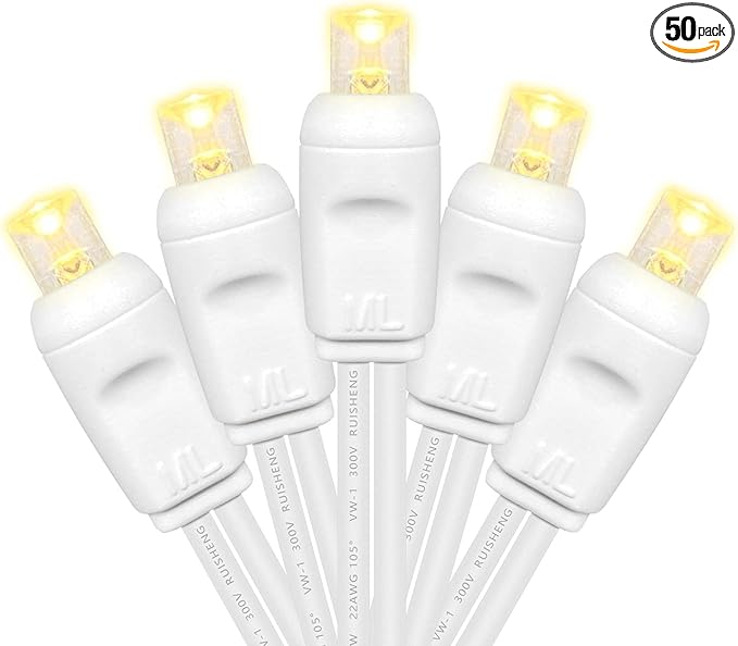 Christmas Lights 50 LED 17FT Commercial Mini LED String Lights, 120V UL, White Wire Xmas Lights for Indoor & | Lumora