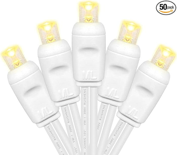 Christmas Lights 50 LED 17FT Commercial Mini LED String Lights, 120V UL, White Wire Xmas Lights for Indoor & | Lumora