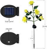 GONIMY Outdoor Realistic Solar Powered Rose Flower Lights Stake,2 Pack 10 Rose Solar Garden Decorative Waterproof | Lumora