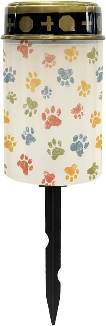 Paws Solar Stake Lights Waterproof Solar Pathway Lights Cemetery Decorations for Grave Outdoor Lights Landscape Lighting Grave Markers Memorial Gift Sympathy Gifts
