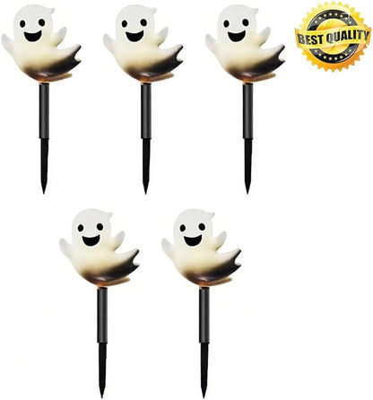 Solar Halloween Ghost Pathway Lights Lighted Outdoor Stake Decorations Waterproof LED Yard and Garden Lights for Halloween Pathway LawnPatio and Holiday Decor
