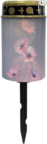 Floral Cemetery Candles for Grave Solar Patio Lights Outdoor Waterproof Grave Solar Lights Solar Cross Garden | Lumora