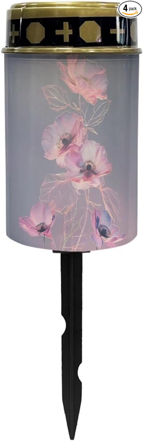 Floral Cemetery Candles for Grave Solar Patio Lights Outdoor Waterproof Grave Solar Lights Solar Cross Garden | Lumora