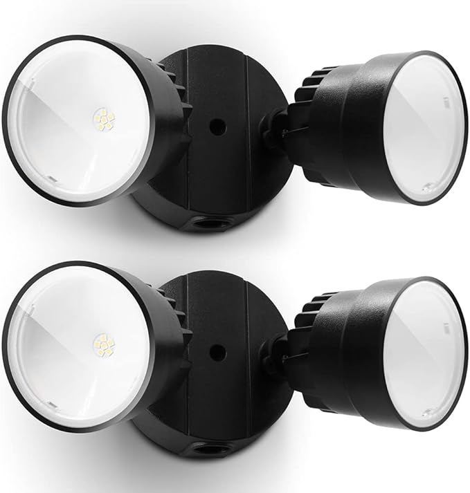 LUTEC 2 Packs P6221B 2000 Lumen 18 Watt 28 LED Dual-Head Flood Light Outdoor, Waterproof Exterior Security Wall | Lumora