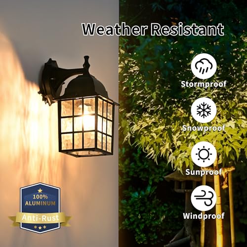 Outdoor Wall Light Fixtures Waterproof Exterior Sconce Lights Anti-Rust Exterior Lighting Fixtures Black Outdoor Wall Lantern for Porch Patio Front Door Garage House