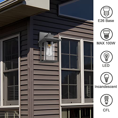 Outdoor Wall Mount Lights, H11.84 Exterior Wall Sconces, Outdoor Lighting Fixture, Exterior Lantern, Lighting Fixture for Patio, Porch (Black, 11.84" H)