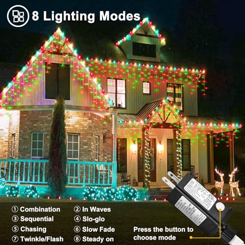 Red and Green Christmas Lights Outdoor Icicle Lights for Outside 66ft 640L