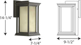Progress Lighting Endicott Collection 1-Light Etched Umber Linen Glass Craftsman Outdoor Medium Wall Lantern Light | Lumora