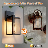 Outdoor Light Fixtures Wall Mount, Waterproof Front Porch Lights, Modern Exterior Lighting Fixtures with E26 Socket, Black Wall Sconces Lantern Lamp, Outside Lights for House, Garage, Patio (2 Pack）