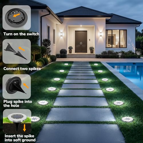 INCX Solar Lights Outdoor Waterproof In Ground Lights, 4 Pack, Cold